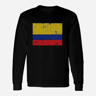 Vintage Colombia Flag Retro Long Sleeve T-Shirt - Seseable