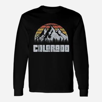 Vintage Colorado Mountains State Nature Sun Retro Long Sleeve T-Shirt - Seseable