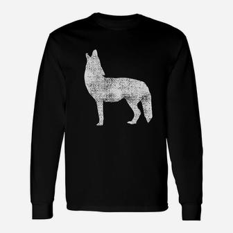 Vintage Coyote Alaska Canada Long Sleeve T-Shirt - Seseable