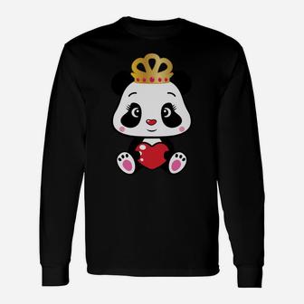 Vintage Graphic Cute Valentine Day Panda Long Sleeve T-Shirt - Seseable