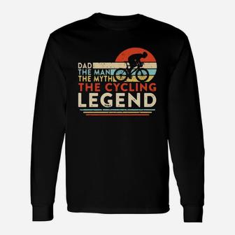 Vintage Dad The Man The Myth The Cycling Legend Shirth Long Sleeve T-Shirt - Seseable
