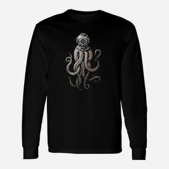 Vintage Deep Sea Divers Cthulhu Octopus Long Sleeve T-Shirt - Seseable