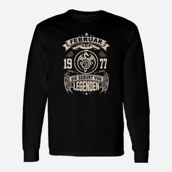 Vintage Februar 1977 Legendengeburtstag Langarmshirts, Retro Design - Seseable