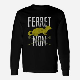 Vintage Ferret Mom Mother Mom Birthday Long Sleeve T-Shirt - Seseable