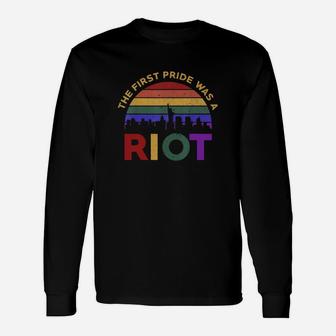 Vintage The First Pride Was Riot Lgbt Stonewall 1969 Shirt Long Sleeve T-Shirt - Seseable