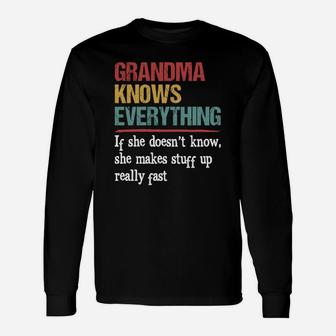 Vintage Grandma Knows Everything Quote Long Sleeve T-Shirt - Seseable