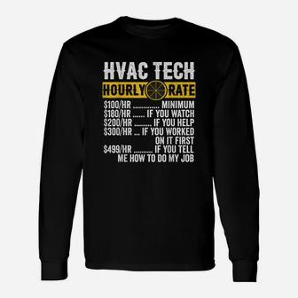 Vintage Hvac Technician Apparel Hourly Rate Long Sleeve T-Shirt - Seseable