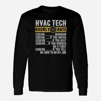 Vintage Hvac Technician Hourly Rate Long Sleeve T-Shirt - Seseable