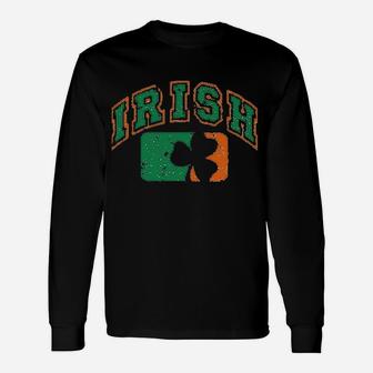 Vintage Irish Flag Shamrock Baseball Long Sleeve T-Shirt - Seseable