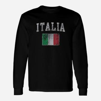 Vintage Italia Italian Flag Italy Long Sleeve T-Shirt - Seseable