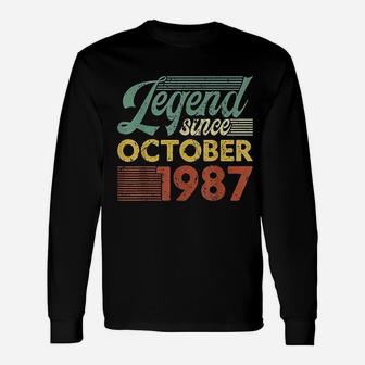 Vintage Legend Since October 1987 Birthday Long Sleeve T-Shirt - Seseable