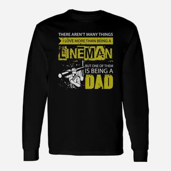 Vintage Tshirt Being A Lineman Dad Fathers Day Long Sleeve T-Shirt - Seseable