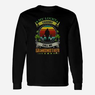 Vintage My Lucky Charms Call Me Grandmother St Patricks Day Shamrock Best For Grandmothers Long Sleeve T-Shirt - Seseable