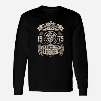 Vintage Oktober 1975 Geburt von Legenden Langarmshirts, Retro Geburtstags-Langarmshirts - Seseable