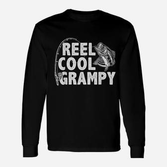Vintage Reel Cool Grampy Loves Fishing Fathers Day Long Sleeve T-Shirt - Seseable