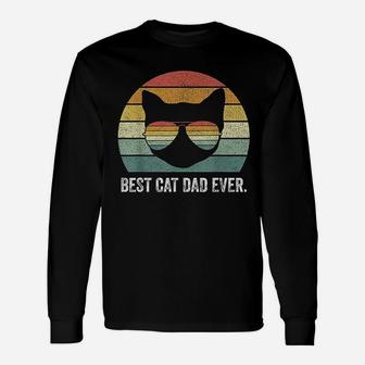 Vintage Retro Best Cat Dad Ever Cat Dad Father Long Sleeve T-Shirt - Seseable