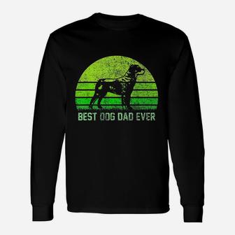 Vintage Retro Best Rottweiler Dog Dad Ever Silhouette Sunset Long Sleeve T-Shirt - Seseable