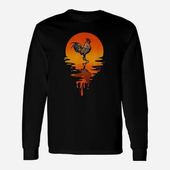 Vintage Retro Style Rooster Long Sleeve T-Shirt - Seseable