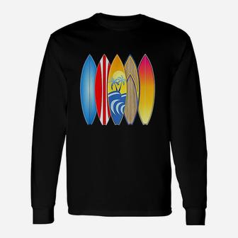 Vintage Retro Surfboards Surfing Long Sleeve T-Shirt - Seseable