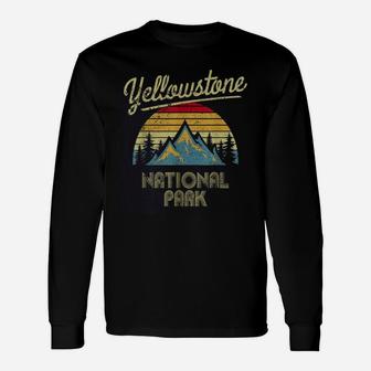 Vintage Retro Yellowstone Mountain National Park Shirt Long Sleeve T-Shirt - Seseable