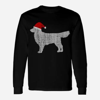 Vintage Santa Hat Golden Retriever Dog Long Sleeve T-Shirt - Seseable