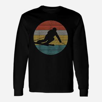 Vintage Skiing Winter Sports Racing Skier Long Sleeve T-Shirt - Seseable