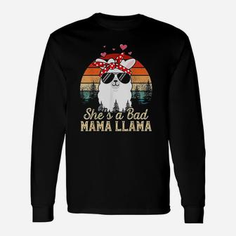 Vintage Sunset She Is A Bad Mama Llama Long Sleeve T-Shirt - Seseable