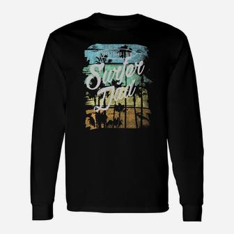 Vintage Surfer Dad Father's Day Retro Beach Long Sleeve T-Shirt - Seseable