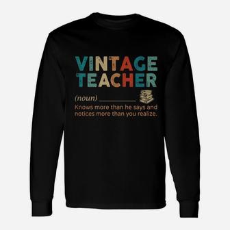 Vintage Teacher Definition Vintage Long Sleeve T-Shirt - Seseable