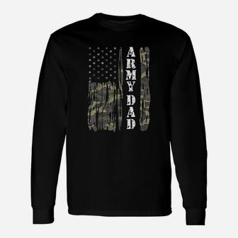 Vintage Us Flag Army Dad Veteran Father Fathers Day Long Sleeve T-Shirt - Seseable