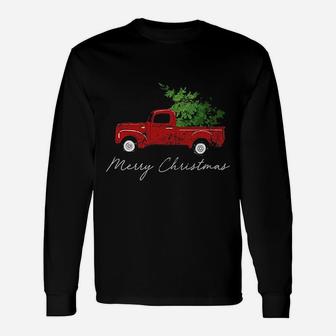 Vintage Wagon Christmas Tree On Truck Long Sleeve T-Shirt - Seseable