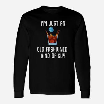 Vintage Whiskey Old Fashioned Guy Bourbon Single Malt Long Sleeve T-Shirt - Seseable