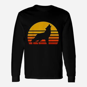 Vintage Wolf Sunset Retro Wolf Long Sleeve T-Shirt - Seseable
