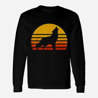Vintage Wolf Sunset Retro Wolf Long Sleeve T-Shirt - Seseable