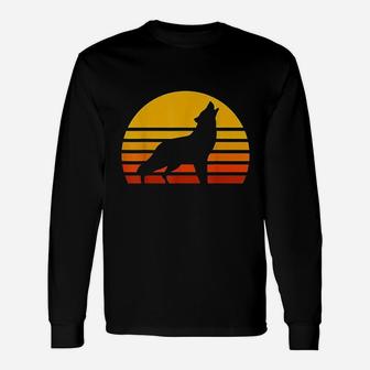Vintage Wolf Sunset Retro Long Sleeve T-Shirt - Seseable