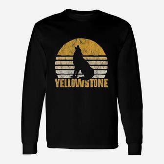 Vintage Yellowstone National Park Wolf Retro Graphic Long Sleeve T-Shirt | Seseable CA