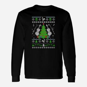 Violin Ugly Christmas Sweaters Violin Long Sleeve T-Shirt - Seseable