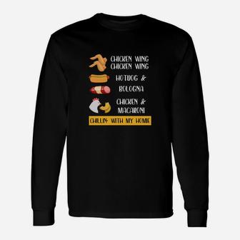 Viral Chicken Wing Chicken Wing Hot Dog Bologna Song Long Sleeve T-Shirt - Seseable