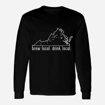 Virginia State Brewery Map Craft Beer Graphic Long Sleeve T-Shirt