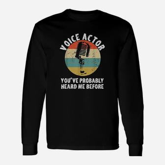 Voice Actor Vintage Microphone Voice Over Artist Long Sleeve T-Shirt - Seseable