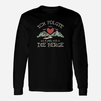 Wanderlust Herz Berge Langarmshirts, Bergliebhaber Motiv Tee - Seseable