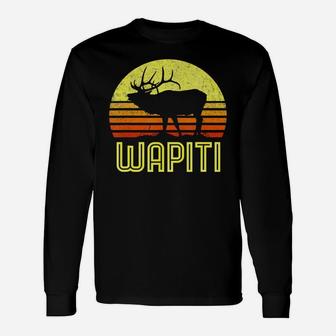 Wapiti Elk Hunter Dad Vintage Retro Sun Bow Hunting T-shirt Long Sleeve T-Shirt - Seseable