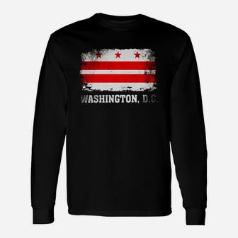 Washington Dc Flag Usa Tshirt Vintage Distressed Shirt Long Sleeve T-Shirt - Seseable