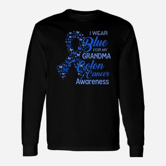 I Wear Blue For My Grandma Ribbon Proud Grandma Long Sleeve T-Shirt - Seseable