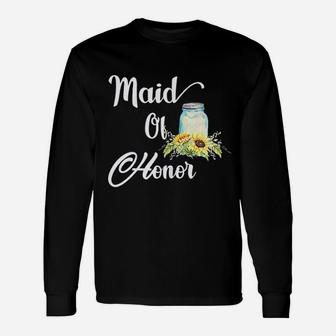 Wedding Matching Bridal Party Maid Of Honor Long Sleeve T-Shirt - Seseable