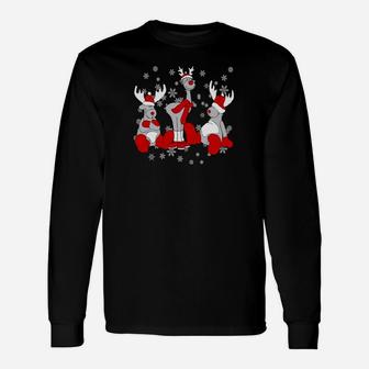 Weihnachtsfreude Langarmshirts mit Rentieren und Schneemann, Schwarzes Festliches Tee - Seseable