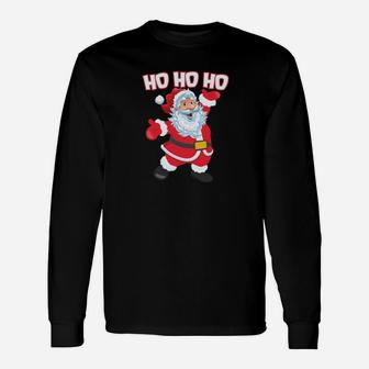 Weihnachtsmann Ho Ho Ho Schwarzes Langarmshirts, Festliche Bekleidung - Seseable