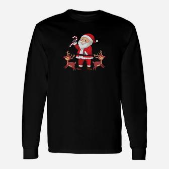 Weihnachtsmann Mit Rentieren Langarmshirts - Seseable