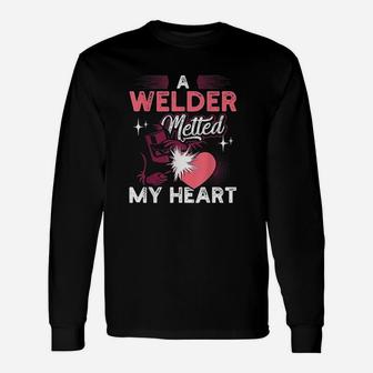 A Welder Melted My Heart For Wife Girlfriend Long Sleeve T-Shirt - Seseable