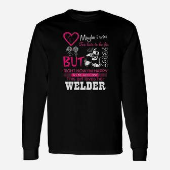 Welder Wife Girlfriend This Girl Loves Her Welder Wifey Long Sleeve T-Shirt - Seseable